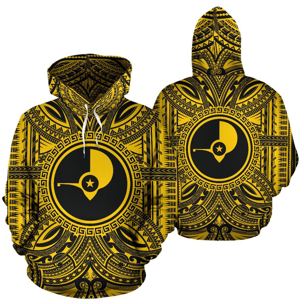 Yap ll Over Hoodie Yap Coat of rms Polynesian Gold Black - Polynesian Pride
