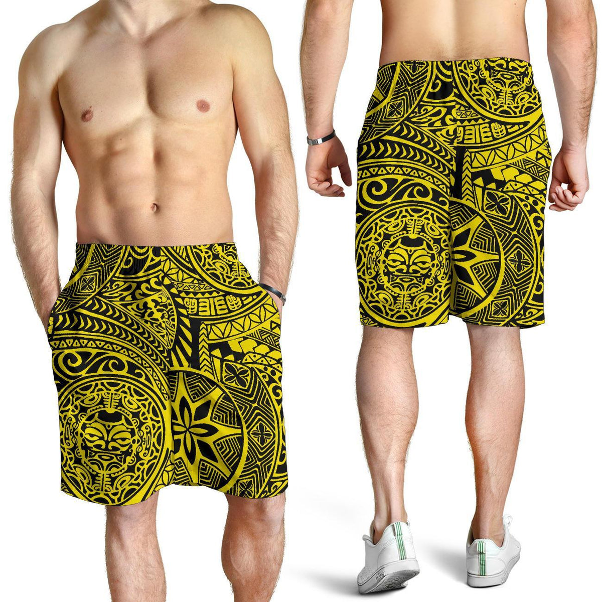 Polynesian Hawaiian Style Tribal Tattoo Yellow Men's Short - Polynesian Pride