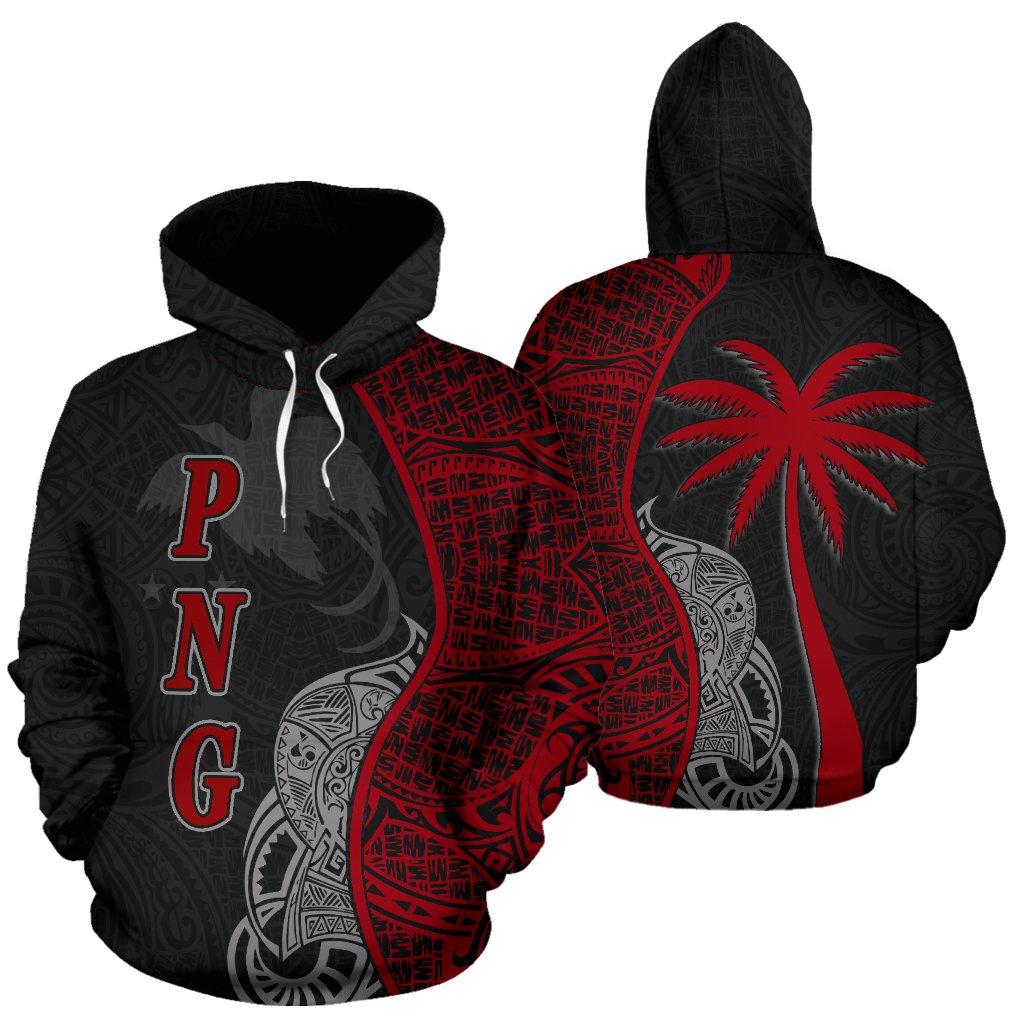 Papua New Guinea Polynesian Hoodie Coconut Tree Red Unisex Red - Polynesian Pride