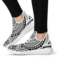 American Samoa Polynesian Tattoo Mesh Knit Sneakers White - Polynesian Pride