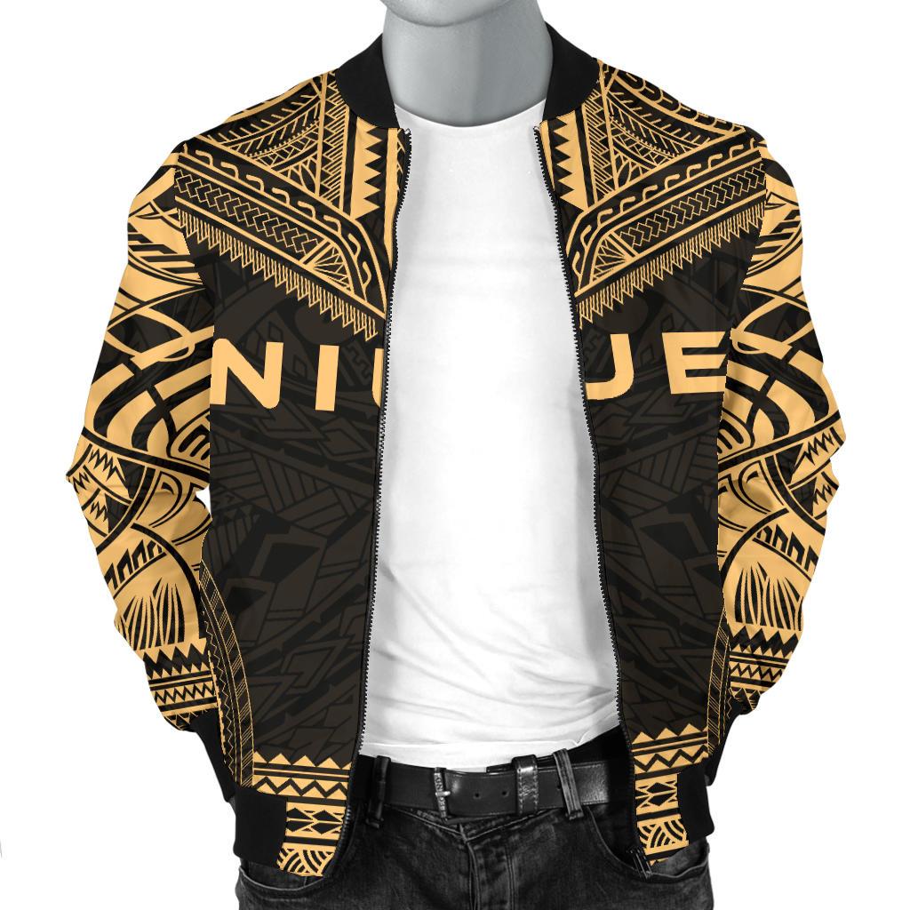 Niue Polynesian Chief Men's Bomber Jacket - Gold Version - Polynesian Pride