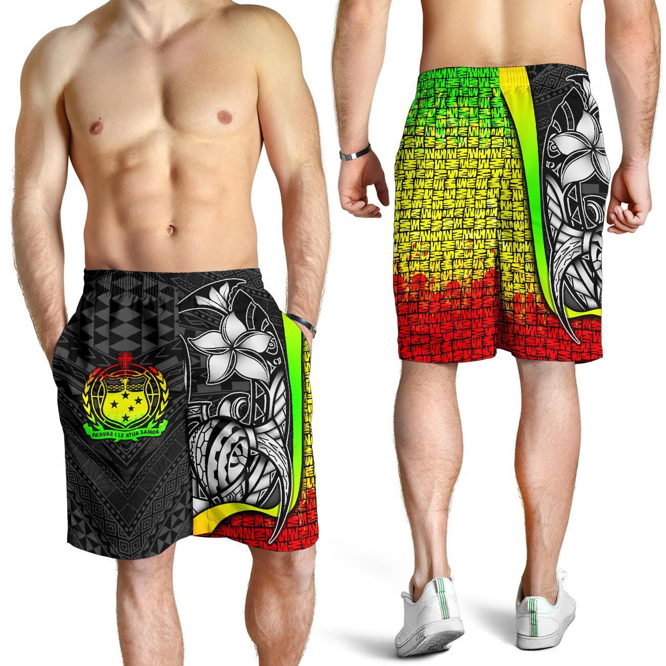 Samoa Polynesian Men's Shorts Reggae - Turtle With Hook Reggae - Polynesian Pride