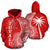 Tuvalu Polynesian Zip up Hoodie Coconut Tree Red and White Unisex Red - Polynesian Pride