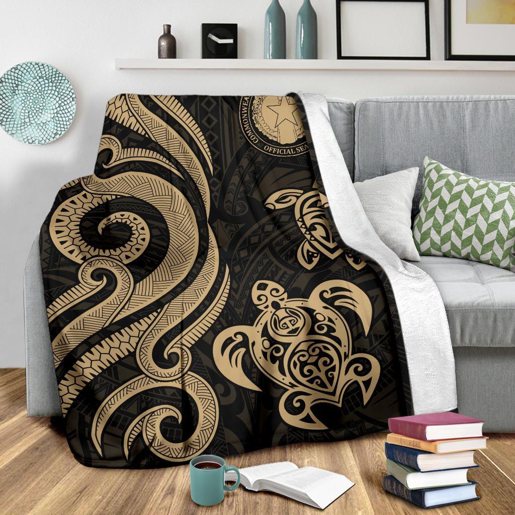 Northern Mariana Premium Blanket - Tentacle Turtle Gold - Polynesian Pride