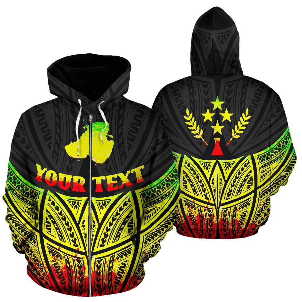 Kosrae Polynesian Custom Zip up Hoodie Reggae Pride Map and Seal Unisex Reggae - Polynesian Pride