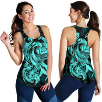 Polynesian Hawaii Women's Racerback Tank - Kanaka Maoli Blue Turtle - Polynesian Pride