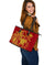 Hawaii Polynesian Personalised Large Leather Tote Bag - Vintage Polynesian Turtle (Red) - Polynesian Pride