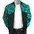 New Zealand Men's Bomber Jacket, Maori Polynesian Tattoo Turquoise - Polynesian Pride