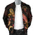 Niue Polynesian Men's Bomber Jacket - Turtle With Blooming Hibiscus Gold - Polynesian Pride