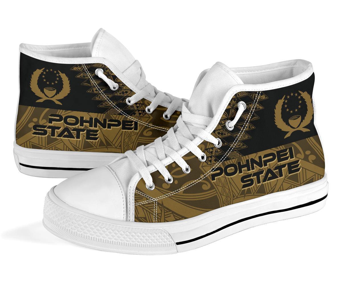 Pohnpei State High Top Shoes - Gold Color Symmetry Style - Polynesian Pride