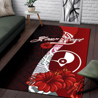 Yap Micronesia Custom Personalised Area Rug - Coat Of Arm With Hibiscus - Polynesian Pride