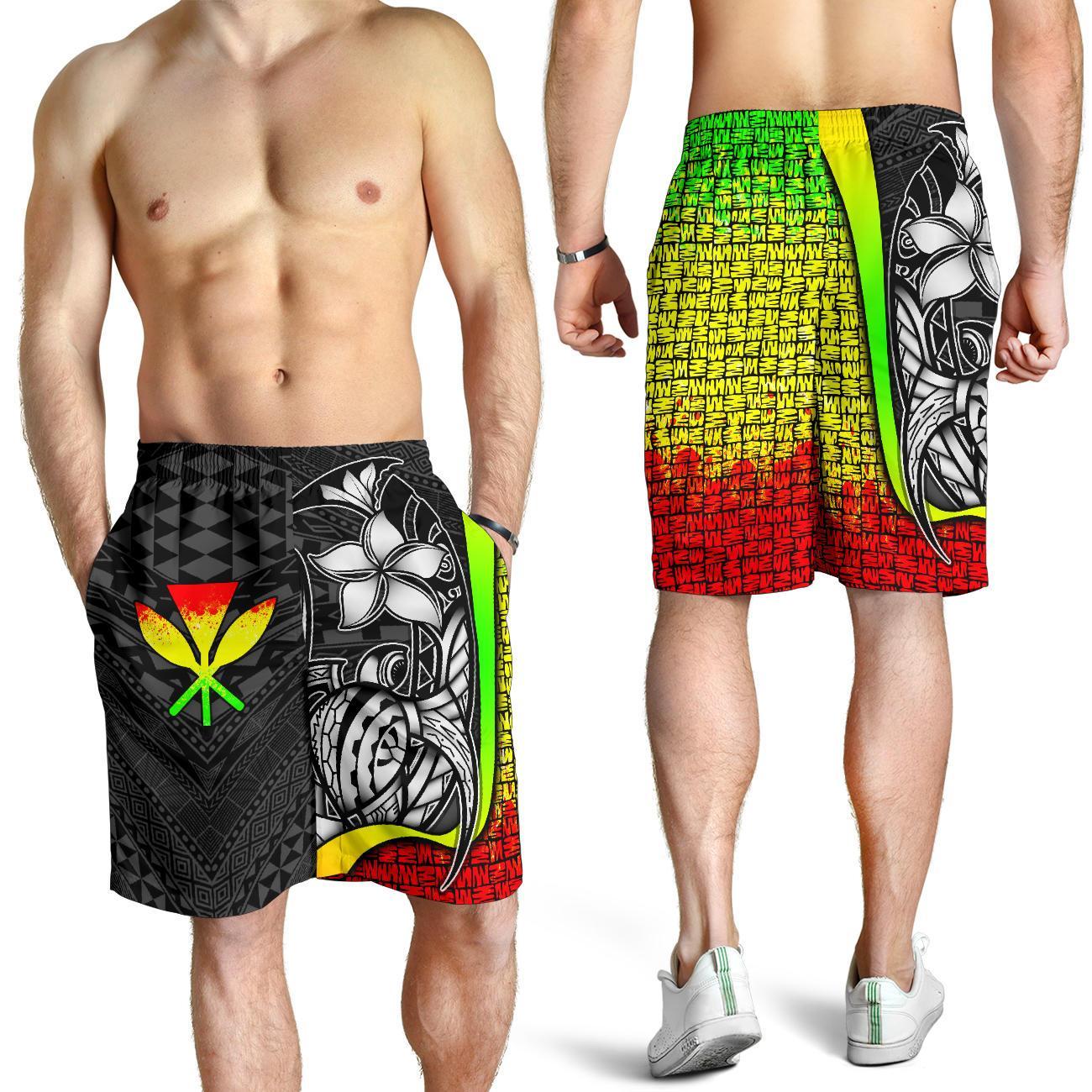 Polynesian Hawaii Men Shorts Reggae - Turtle with Hook REGGAE - Polynesian Pride