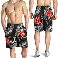 Pohnpei Micronesian Men Shorts - Black Plumeria - Polynesian Pride