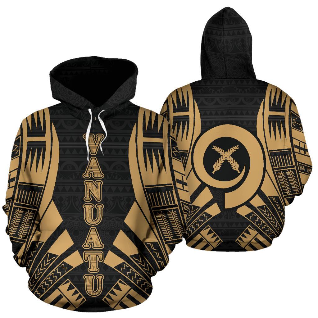 Vanuatu Polynesian Hoodie Gold Tattoo Unisex Gold - Polynesian Pride