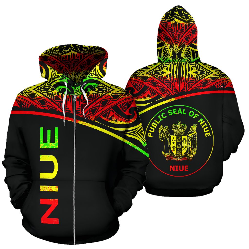 Niue Polynesian Zip up Hoodie Curve Reggae Unisex Reggae - Polynesian Pride