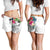 Papua New Guinea Polynesian Women's Shorts - Summer Plumeria (White) - Polynesian Pride