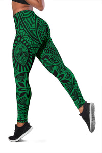 Polynesian Hawaiian Style Tribal Tattoo Green Hawaii Women's Leggings AH - Polynesian Pride
