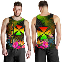 Wallis and Futuna Polynesian Men's Tank Top - Hibiscus and Banana Leaves - Polynesian Pride