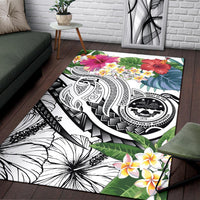 FSM Polynesian Area Rug - Summer Plumeria (White) - Polynesian Pride