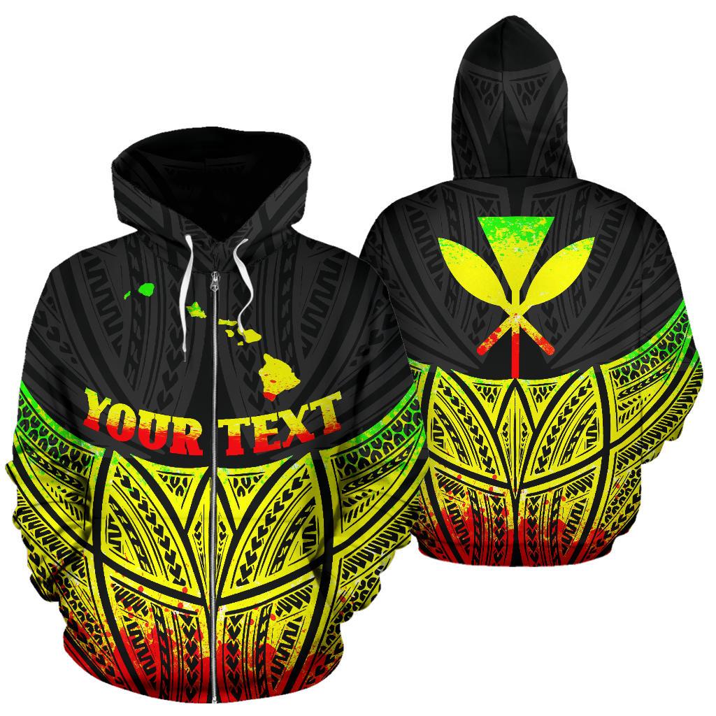 Hawaii Polynesian Custom Zip up Hoodie Reggae Pride Map and Seal Unisex Reggae - Polynesian Pride