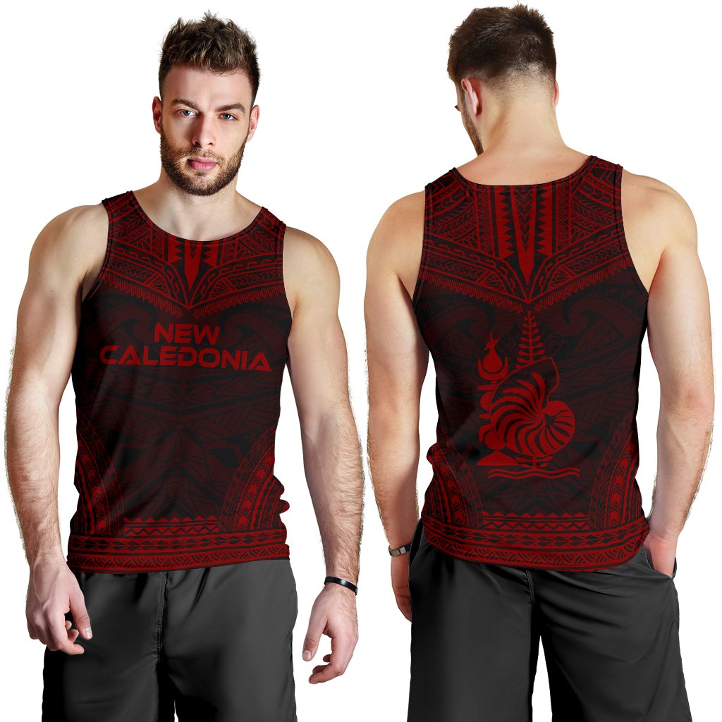 New Caledonia Men's Tank Top - Polynesian Chief Red Version - Polynesian Pride