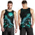 CNMI Polynesian Men Tank Top - Turtle With Blooming Hibiscus Tuquoise - Polynesian Pride