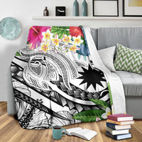 Nauru Polynesian Premium Blanket - Summer Plumeria (White) - Polynesian Pride