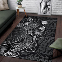 Nauru Area Rugs Turtle Hibiscus Black - Polynesian Pride