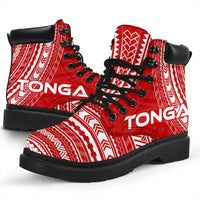 Tonga Leather Boots - Polynesian Flag Chief Version - Polynesian Pride