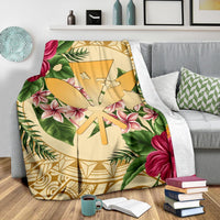 Hawaii Premium Blanket - Kanaka Maoli Premium Blanket Strong Pattern Hibiscus Plumeria AH - Polynesian Pride