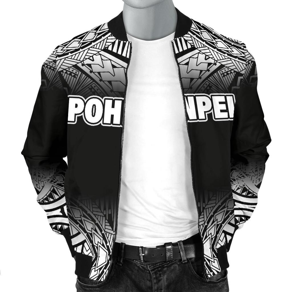 Pohnpei Men's Bomber Jacket - Black Fog Style - Polynesian Pride