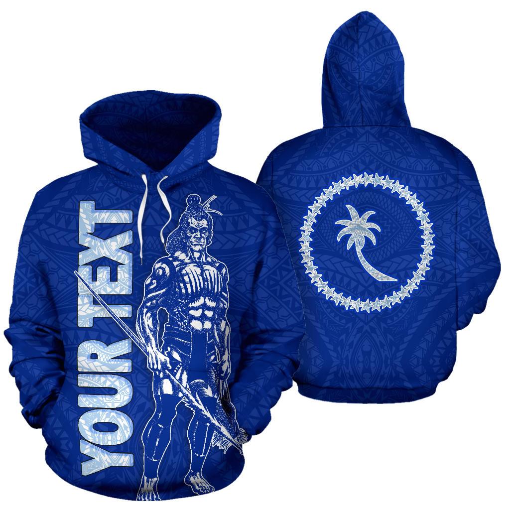 Chuuk Custom Hoodie Micronesia Chuukese Warrior Flag Color Unisex Blue - Polynesian Pride