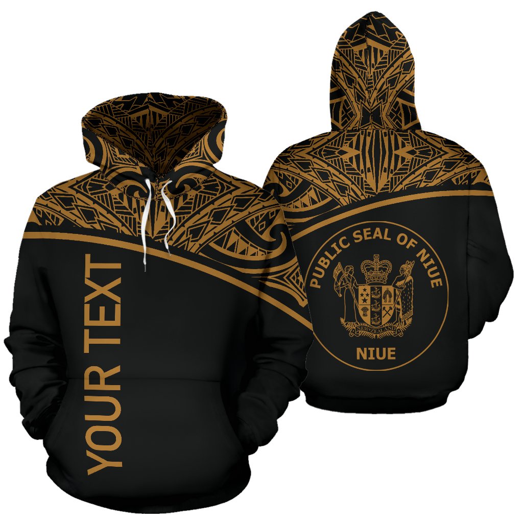 Niue Polynesian Custom Hoodie Curve Gold Unisex Gold - Polynesian Pride