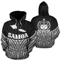 Samoa Polynesian Zip up Hoodie Black Pride Map and Seal Unisex Black - Polynesian Pride