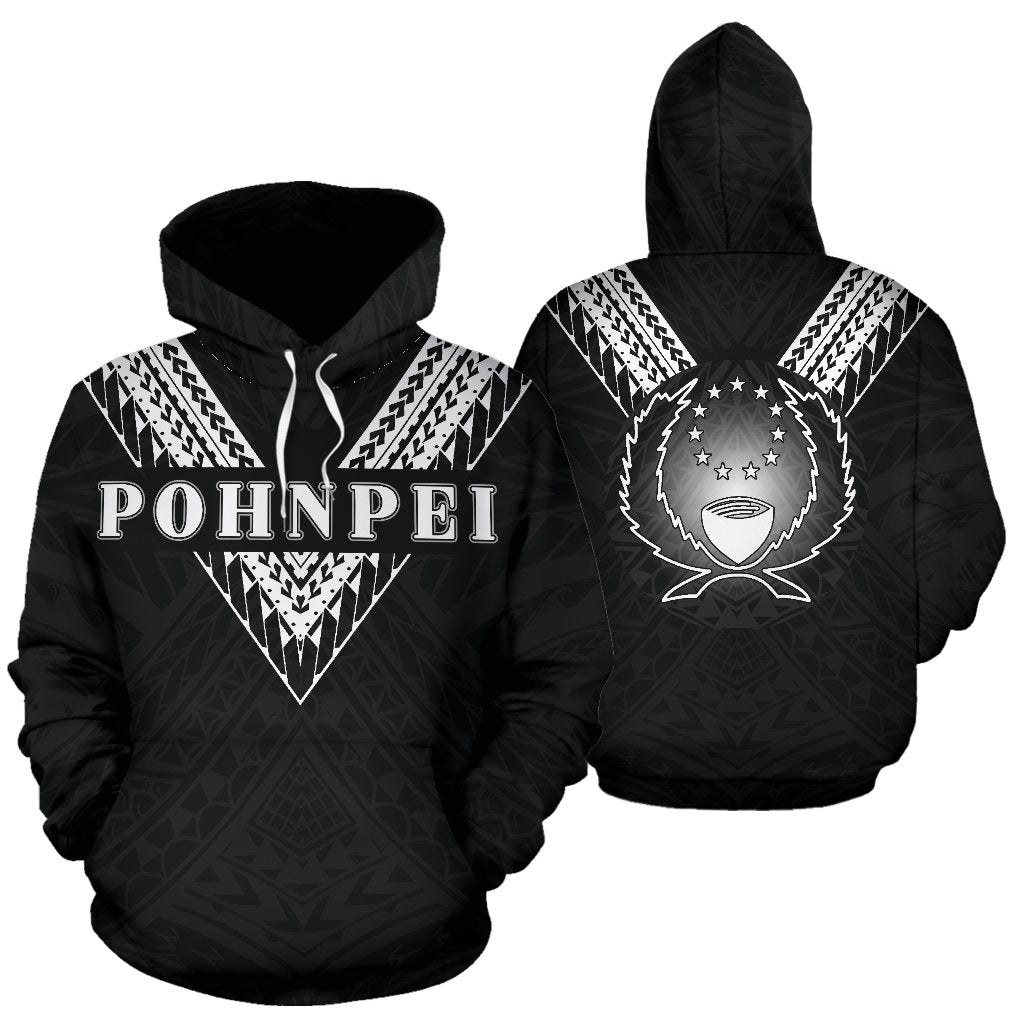 Pohnpei All Over Hoodie Black Sailor Style Unisex Black - Polynesian Pride