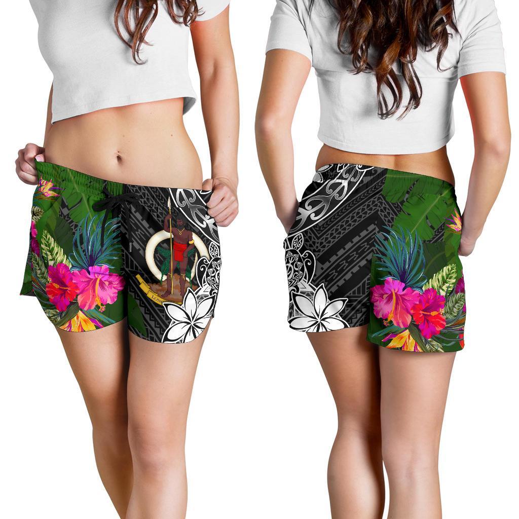 Vanuatu Women Shorts - Turtle Plumeria Banana Leaf - Polynesian Pride