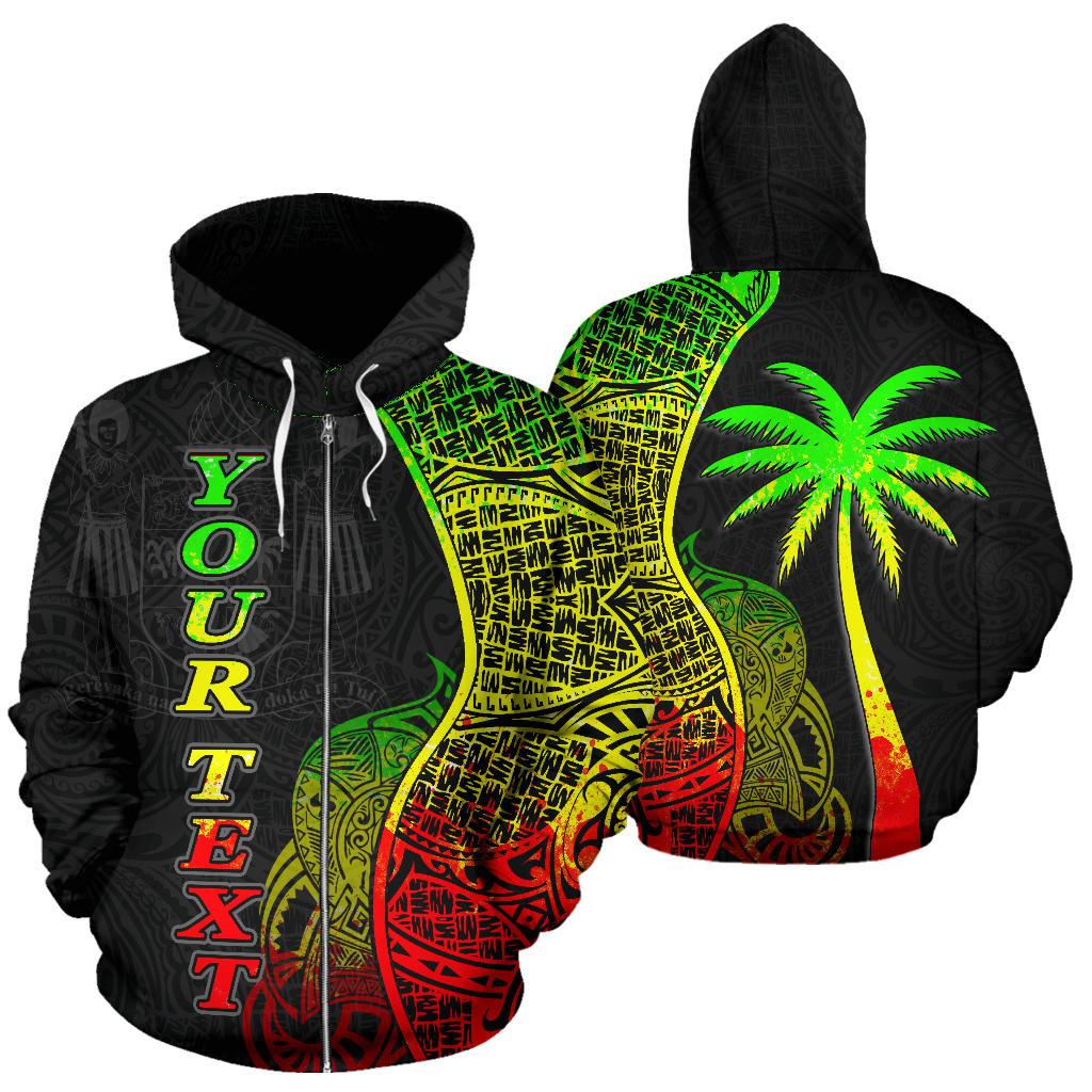 Fiji Polynesian Custom Zip up Hoodie Coconut Reggae Unisex Reggae - Polynesian Pride