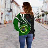 Cook Islands Women's Off Shoulder Sweater Kanaloa Tatau Gen CK - Polynesian Pride