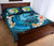 Vanuatu Polynesian Quilt Bed Set - Blue Plumeria Animal Tattoo - Polynesian Pride