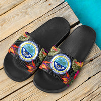 Federated States Of Micronesia Slide Sandals - Polynesian Hibiscus Pattern - Polynesian Pride