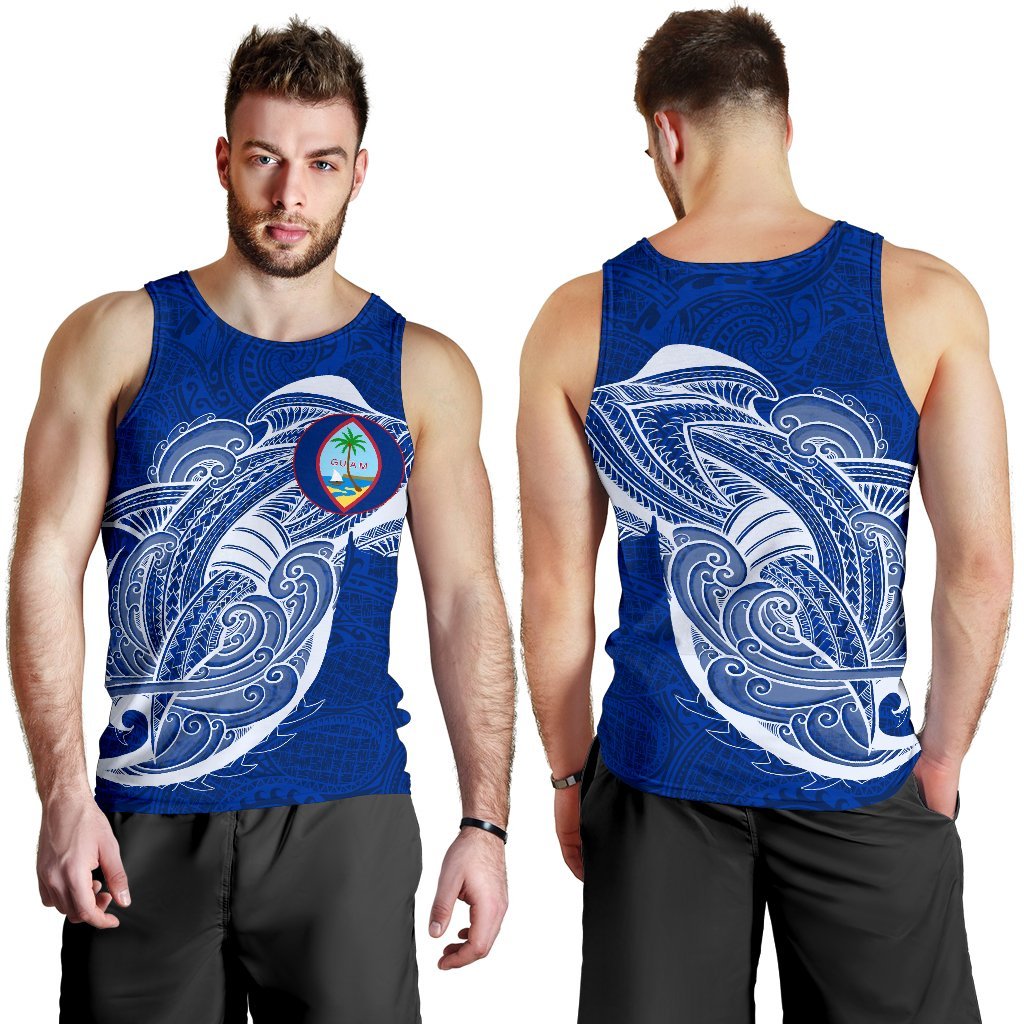 Guam Men'S Tank Top Shark Coat Of Arms - Polynesian Pride
