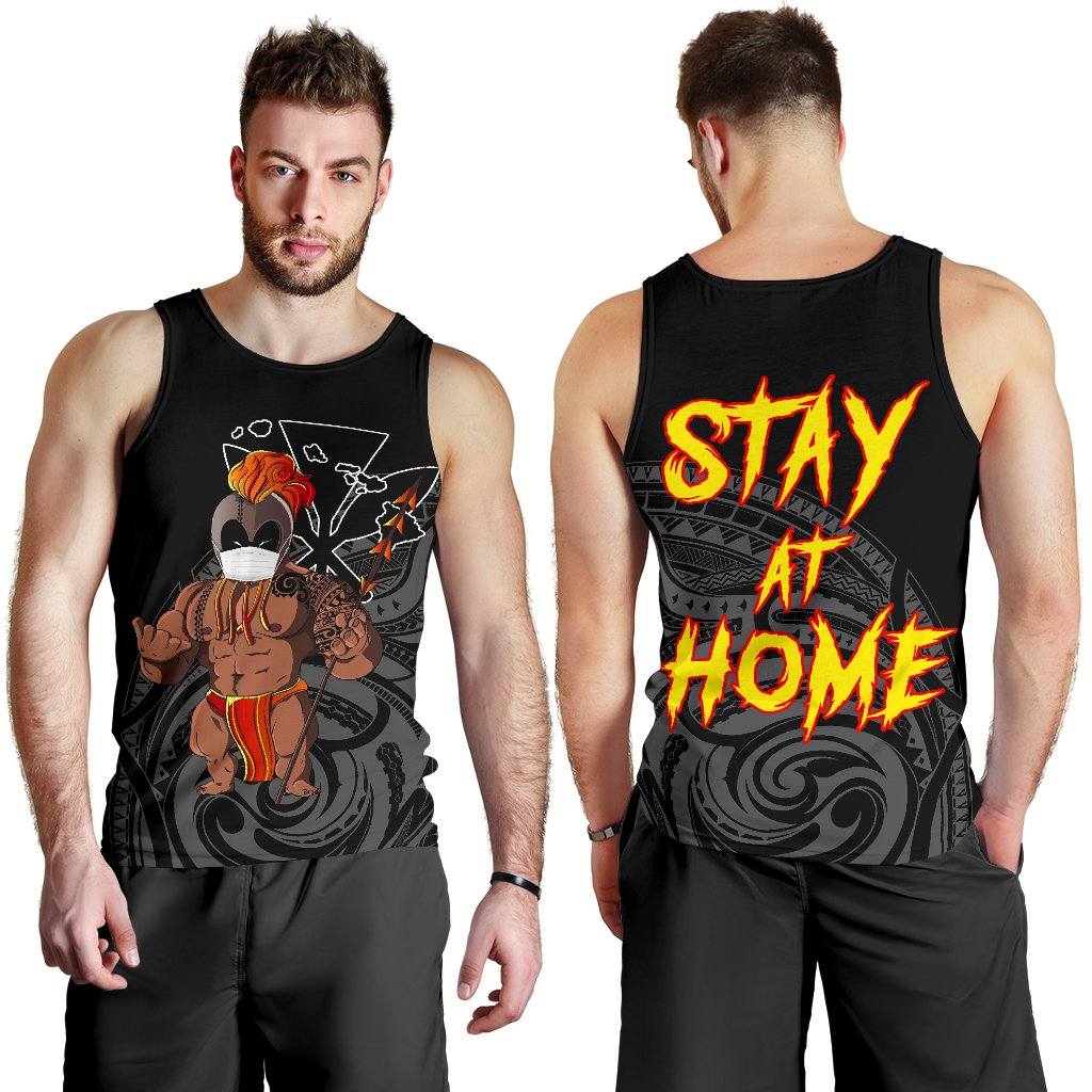 Hawaii Stay At Home Warrior Men's Tank Top Black - Polynesian Pride