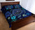 Hawaiian Blue Ocean Honu And Flowers Quilt Bed Set - Polynesian Pride