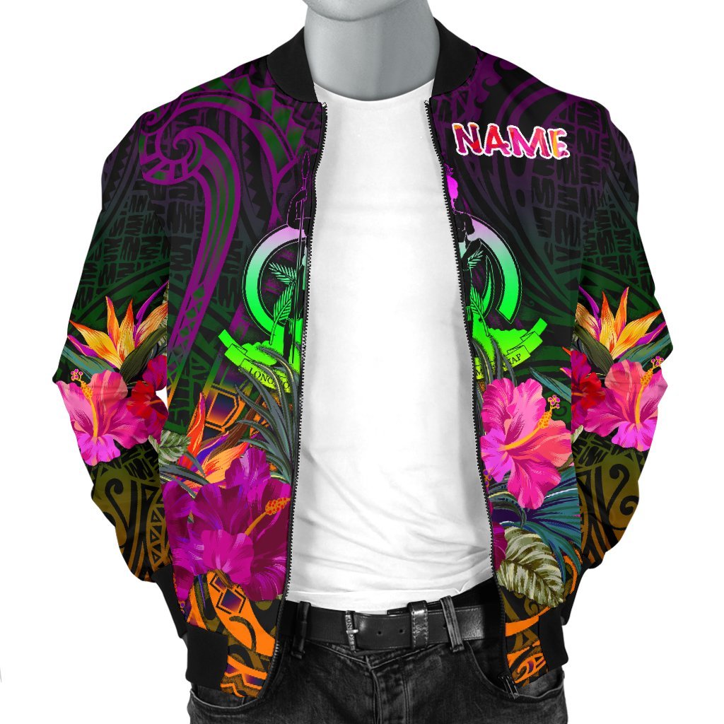 Vanuatu Personalised Men's Bomber Jacket - Summer Hibiscus - Polynesian Pride
