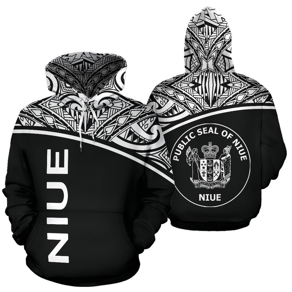 Niue Polynesian Hoodie Curve Black Unisex Black - Polynesian Pride