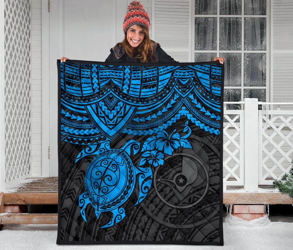 Yap Polynesian Premium Quilt - Blue Turtle - Polynesian Pride