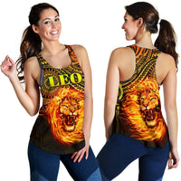 Sun In Leo Zodiac Women Racerback Tank Polynesian Tattoo Unique Vibes - Polynesian Pride