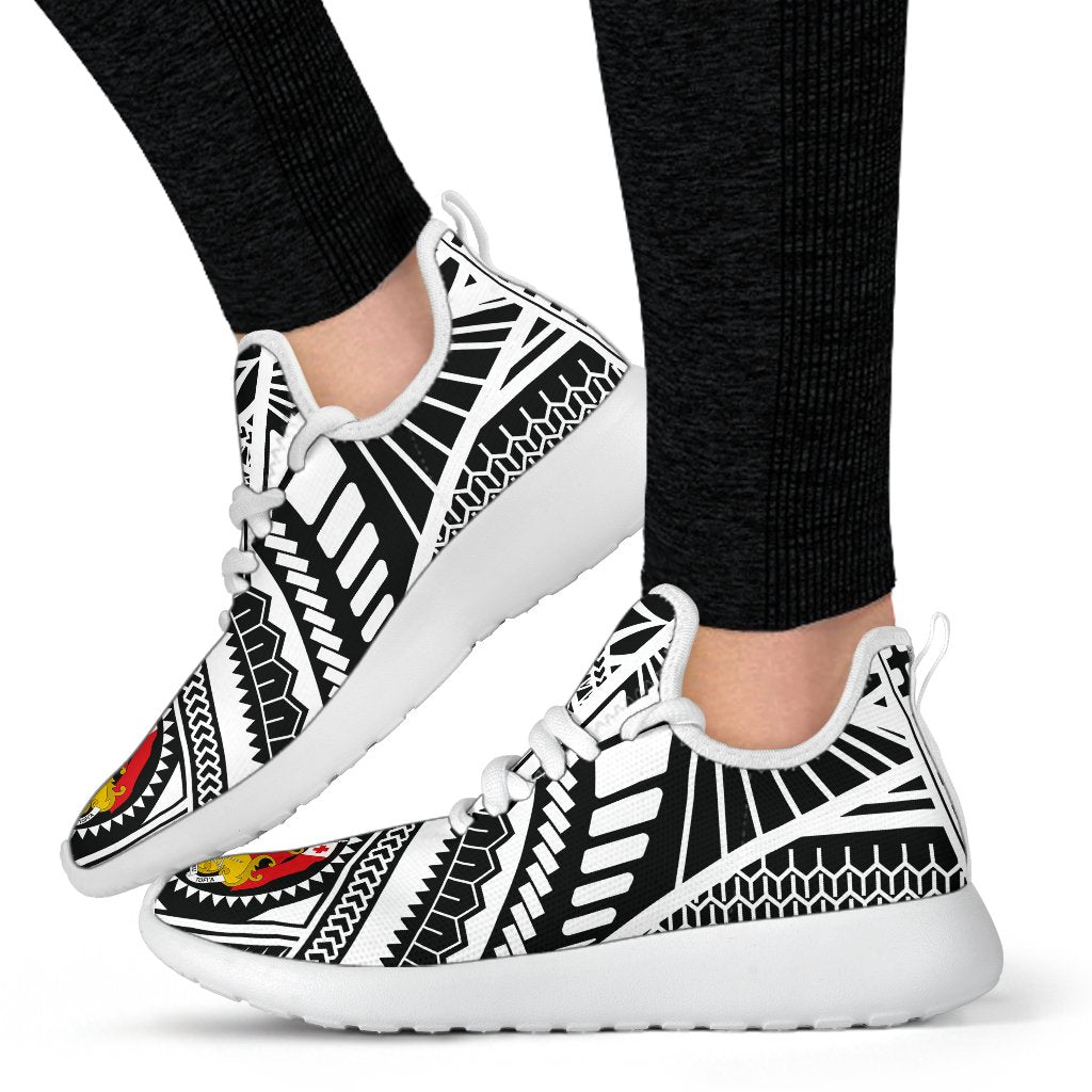 Tonga Polynesian Tattoo Mesh Knit Sneakers White - Polynesian Pride