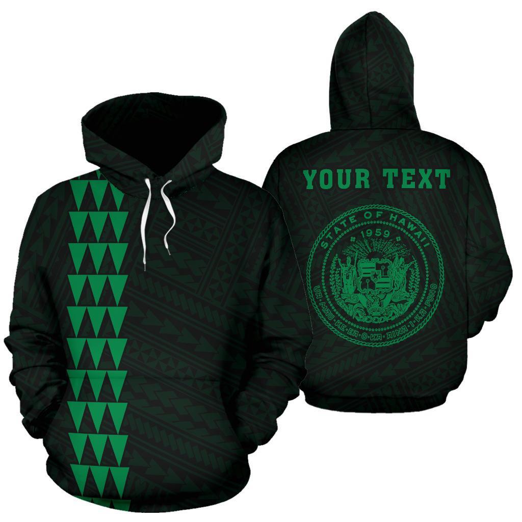 Polynesian Kakau Seal of Hawaii Custom Hoodie Green Unisex Green - Polynesian Pride