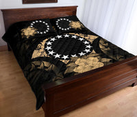 Cook Islands Polynesian Quilt Bed Set Hibiscus Gold - Polynesian Pride
